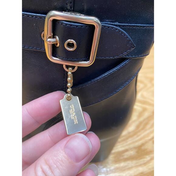 Coach Heeled Ankle Boots Women's 6 Black Leather Block Heel Pointed Toe S25 - Picture 3 of 9